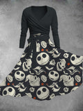 Women's Vintage Halloween Print Two-Piece Dress