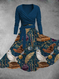 Women's Vintage Magic Print Two-Piece Dress