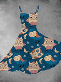 Women's Owls Print Two-Piece Dress