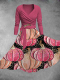 Women's Pumpkin Print Two-Piece Dress