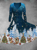 Women's Christmas Elk Print Two-Piece Dress