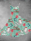 Women's Christmas Cartoon Hippo Print Two Piece Dress