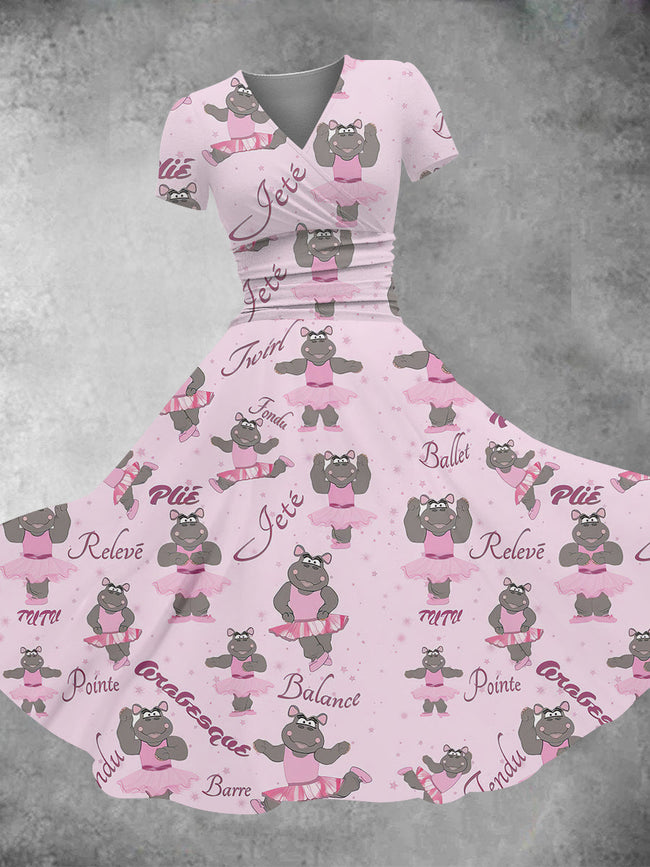 Women's Pink Hippo Print Maxi Dress