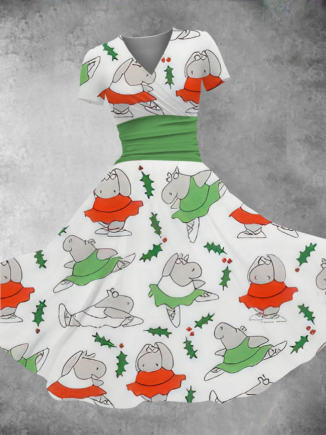 Women's Cute Hippo Print Maxi Dress