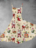 Women's Vintage Christmas Holiday Print Two-Piece Dress