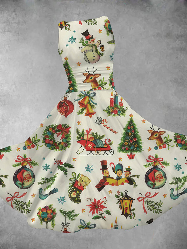 Women's Vintage Christmas Holiday Season Maxi Dress