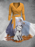 Women's Cute Dog Print Two-Piece Dress