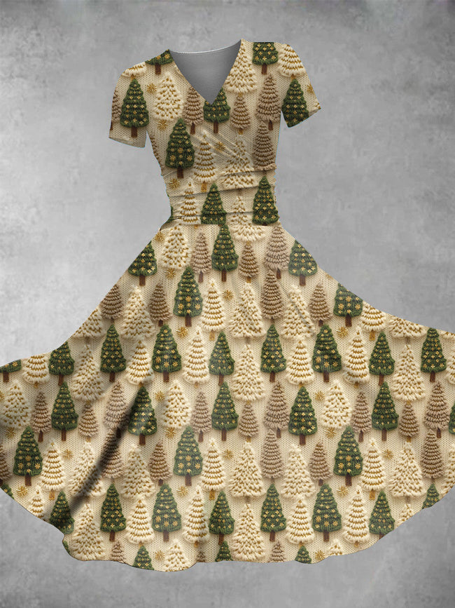 Women's Vintage Tree Print Maxi Dress
