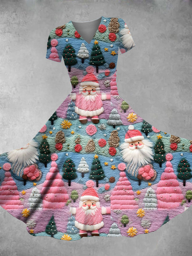 Women's Cute Santa Print Maxi Dress