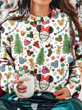 Christmas Tree Print Crew Neck Long Sleeve Sweatshirt