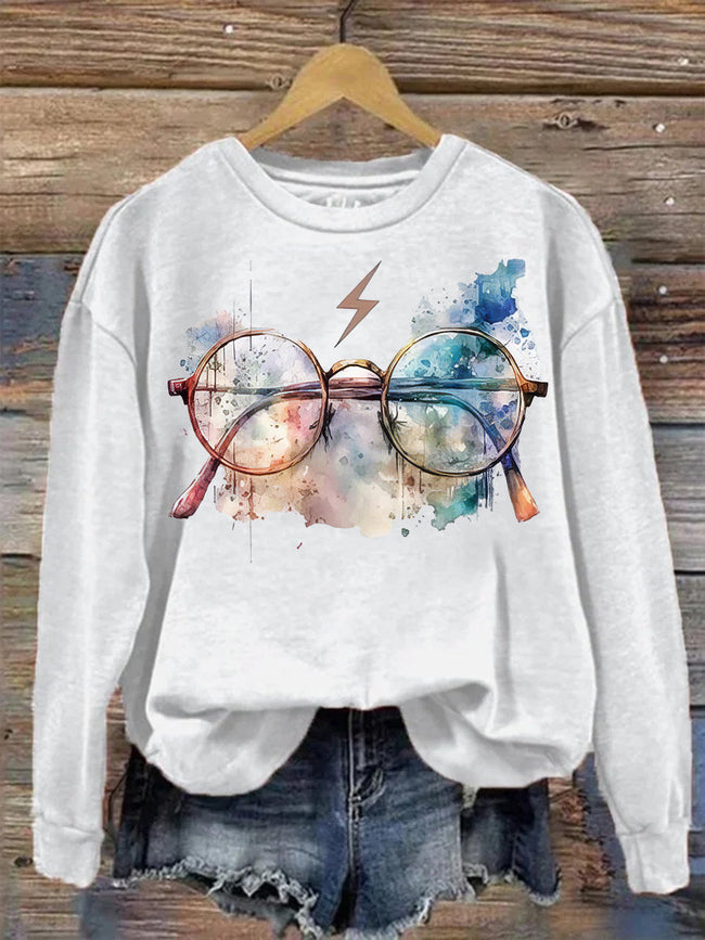 Vintage Eyeglass Print Sweatshirt