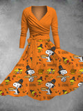 Women's Thanksgiving Cartoon Print Two-Piece Dress