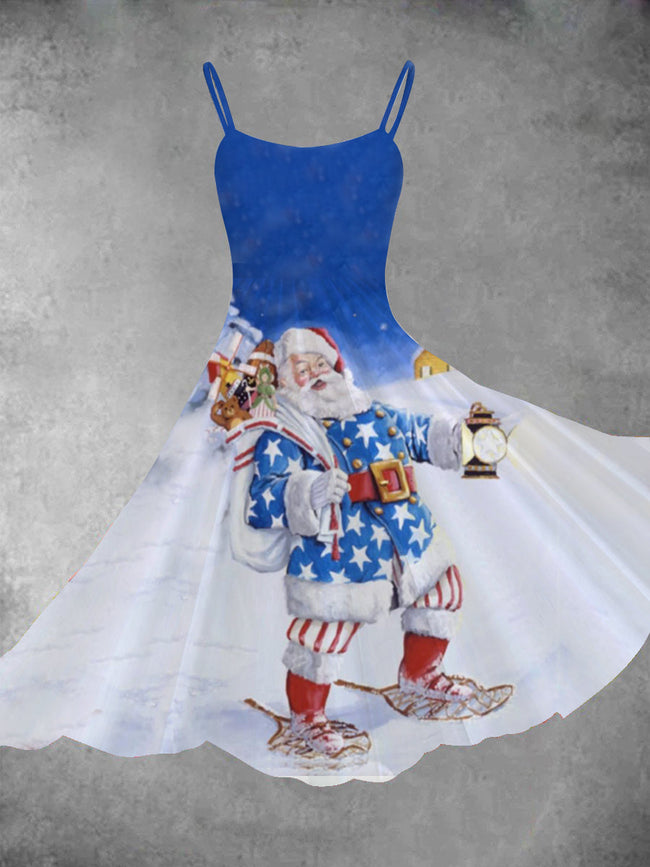 Women's Santa Claus Print Two-Piece Dress