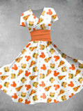 Women's Thanksgiving Pizza & Burgers Print Maxi Dress