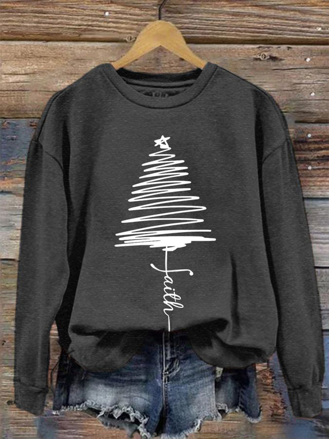 women's faith christmas tree sweatshirt