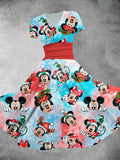 Women's Christmas Cartoon Print Maxi Dress