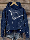 Starry Spotted Eagle Rays Print Hoodie