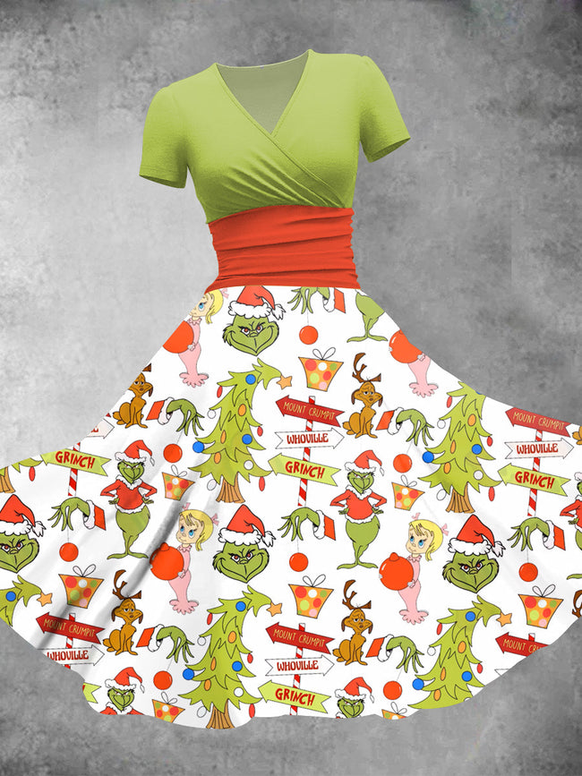 Women's Christmas Cartoon Print Maxi Dress