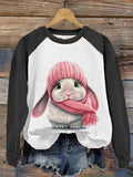 Women's Rabbit Print Casual Long Sleeve Sweatshirt
