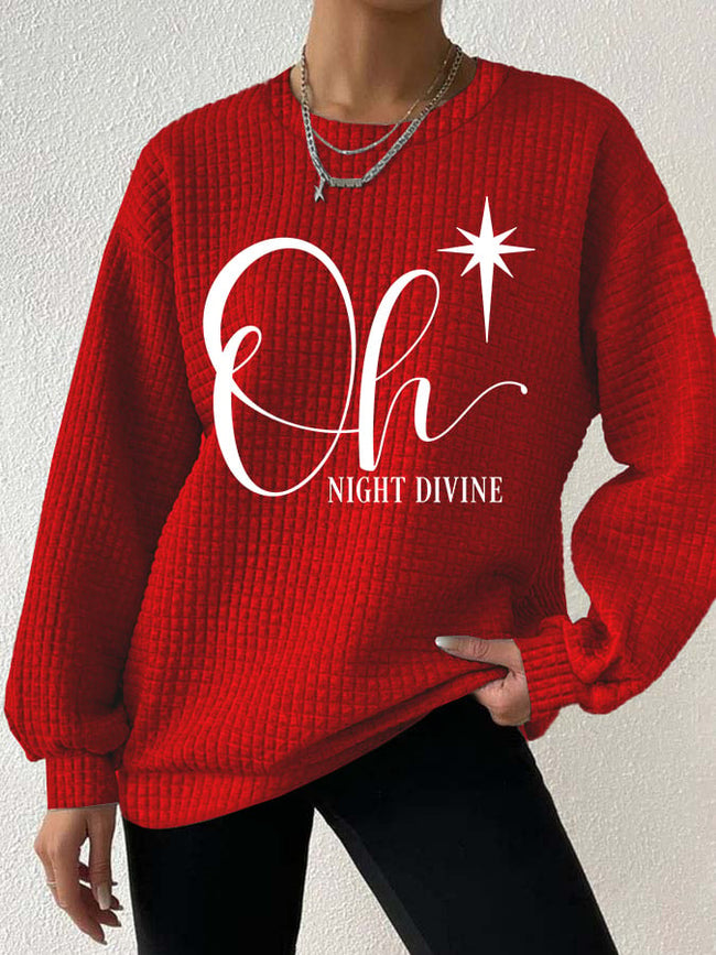 Women's Christmas Oh Night Divine Casual Waffle Sweatshirt