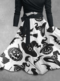 Women's  Minimalist Halloween Witch Print Two Piece Dress