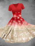 Women's Christmas Light Glitter Print Maxi Dress
