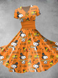 Women's Thanksgiving Cartoon Print Maxi Dress