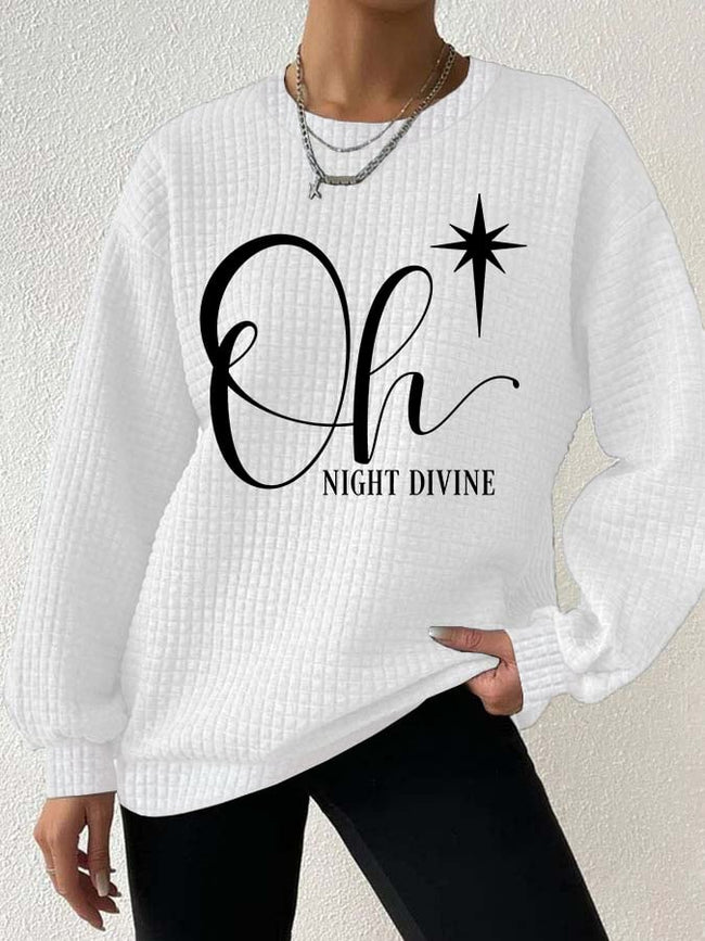 Women's Christmas Oh Night Divine Casual Waffle Sweatshirt