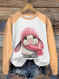 Women's Rabbit Print Casual Long Sleeve Sweatshirt
