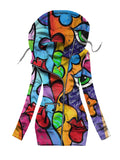 Woman's Color Block Art Print Cardigan Hoodies