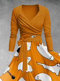 Women's   Halloween Ghost Print Two Piece Dress