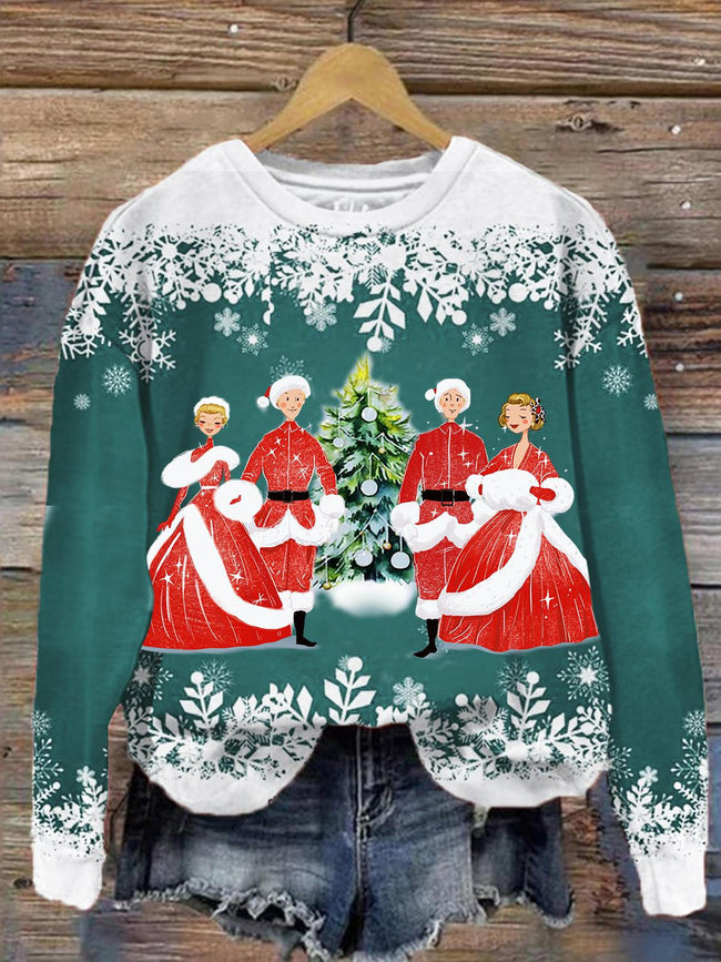 Women's Merry Christmas Printed Round Neck Long Sleeve Top