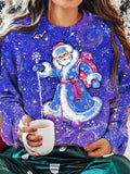 Purple Snow Santa Long Sleeve Top