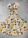 Women's Vintage Cartoon Print Maxi Dress