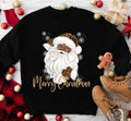 Leopard Black Santa Graphic Sweatshirt