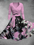 Women's Vintage Art Print Two-Piece Dress