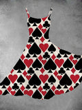 Women's Vintage Casino Fun Print Two-Piece Dress