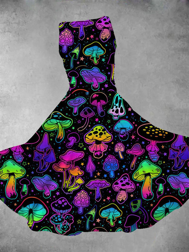 Women's Hippie Mushroom Maxi Dress