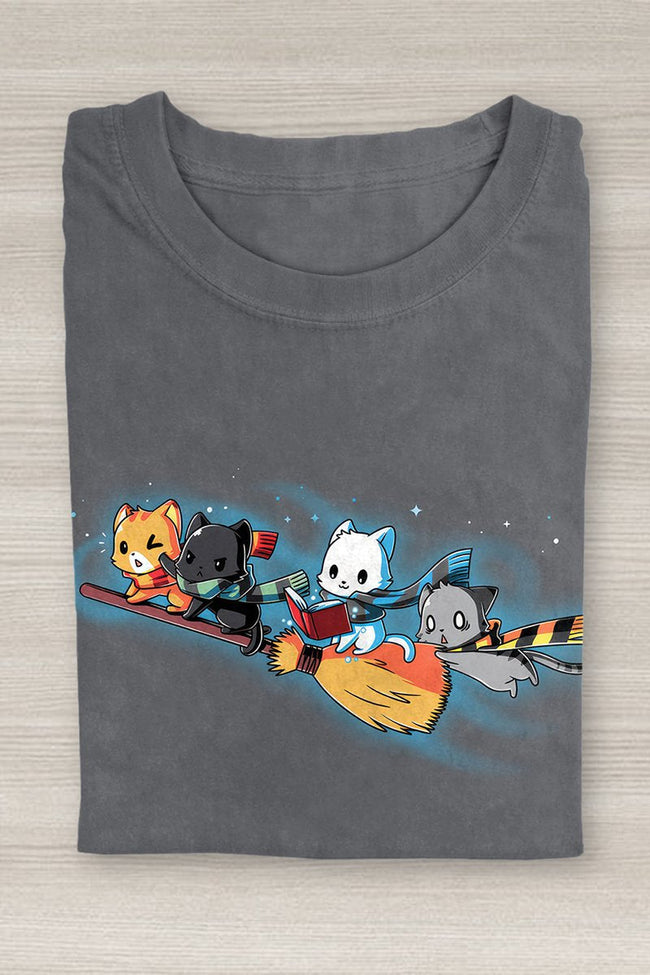 Wizard Kitty Print T-shirt