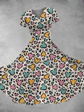 Women's Vintage Cartoon Leopard Print Maxi Dress
