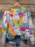 Colorful Ghost Print Sweatshirt
