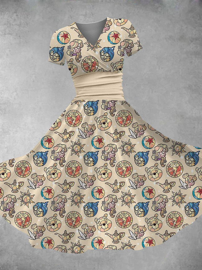 Women's Vintage Cute Cartoon Print Print Maxi Dress