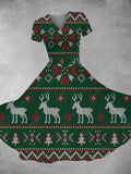 Women's Christmas Retro Print Maxi Dress