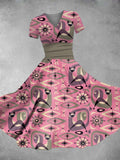 Women's Vintage Mid Century Print Maxi Dress