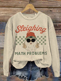 Santa Claus Christmas Math Teacher Art Design Print Casual Sweatshirt