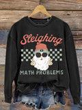 Santa Claus Christmas Math Teacher Art Design Print Casual Sweatshirt