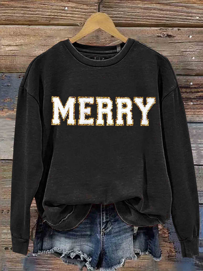 Merry Christmas Print Casual Sweatshirt
