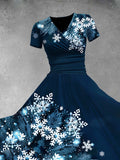 Women's Glitter Christmas Snowflake  Print Casual Dress
