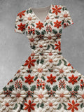 Women's Christmas Gift Flower Print Design Maxi Dress