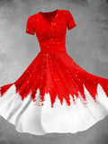 Women's Glitter Christmas Snowflake Print Casual Dress